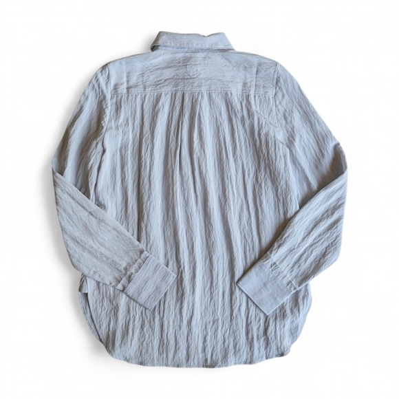 MadeWell Crinkle Loose Fit Long Sleeved Shirt Women's XS NWT Silver Gray - Picture 5 of 11